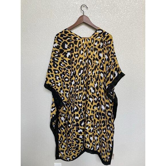 NWT Styline yellow leopard kimono knit wrap light weight multi one size travel - Picture 5 of 6